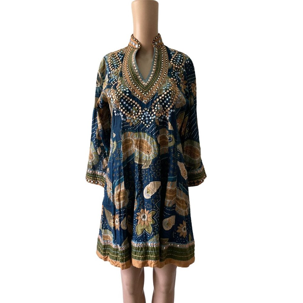 Kareena's Paisley Mandarin Collar Size L Babydoll Dress